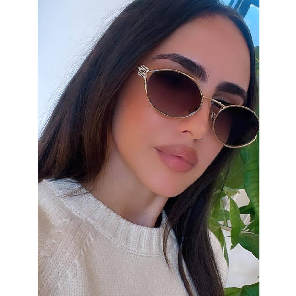 NEW Miu Miu MU52YS Grey Gold Metal Sunglasses